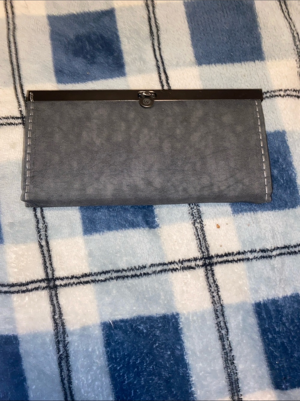 Worthington Gray Foldover Clutch Wallet with Metal Frame